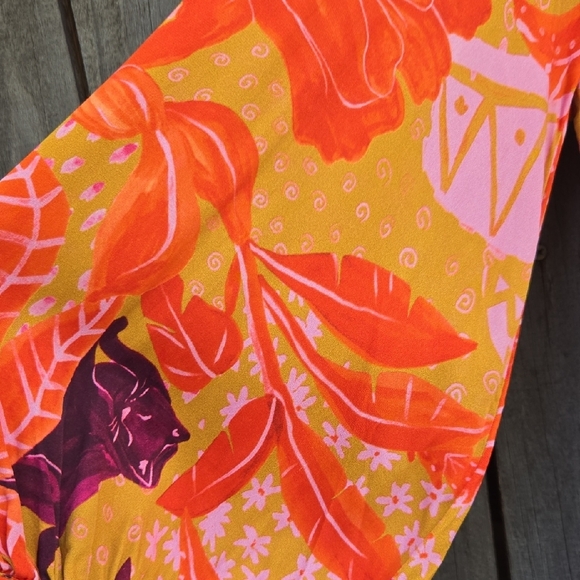 Farm Rio Jungle Panther Cutout Balloon Sleeve Dress - Picture 6 of 9